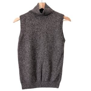 Ellen Tracy 100% Cashmere Brown Sweater Sleeveless Womens Small Minimal Natural
